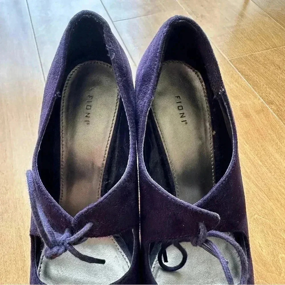 Fioni Faux Suede Eggplant Purple Peep Toe Heels, Women’s Size 7.5 - Picture 10 of 12